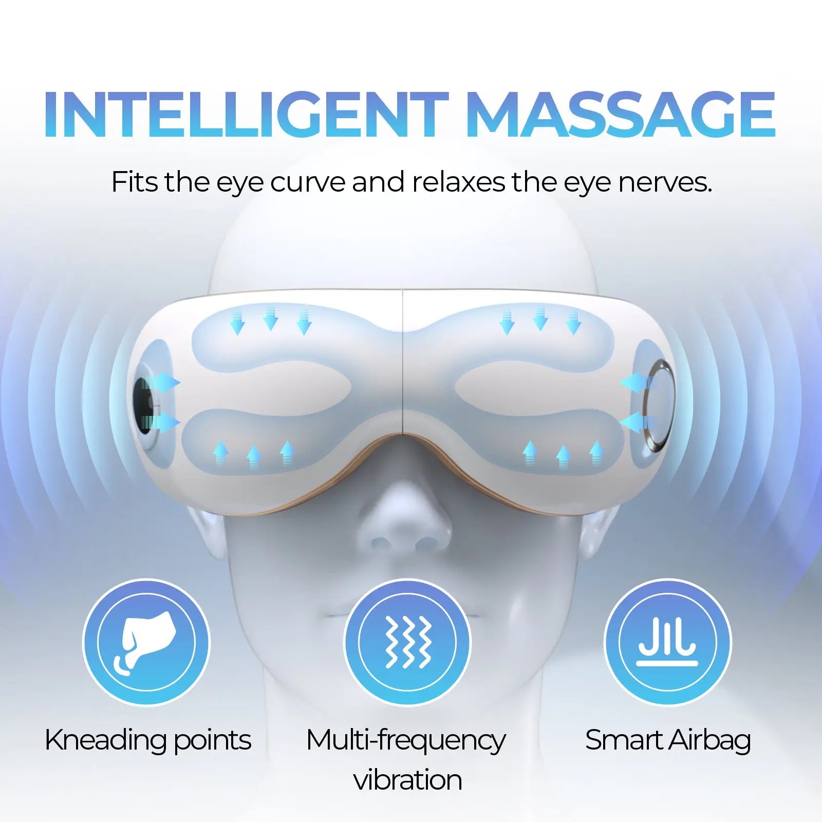 Aspria by NAIPO Augenmassagegerät - mit Wärme, Wiederaufladbar, Kompression Vibration, Massagesessel Erweiterung oder Standalone