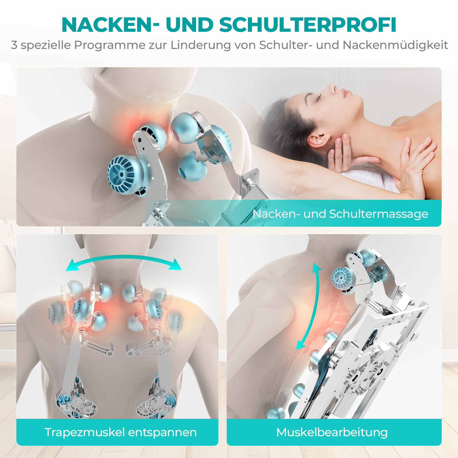 NAIPO Tai Chi Flow Massagesessel für Ganzkörpermassage mit Wärme, Zero-Gravity, Nacken- und Schultermassage, Gebraucht/Generalüberholt