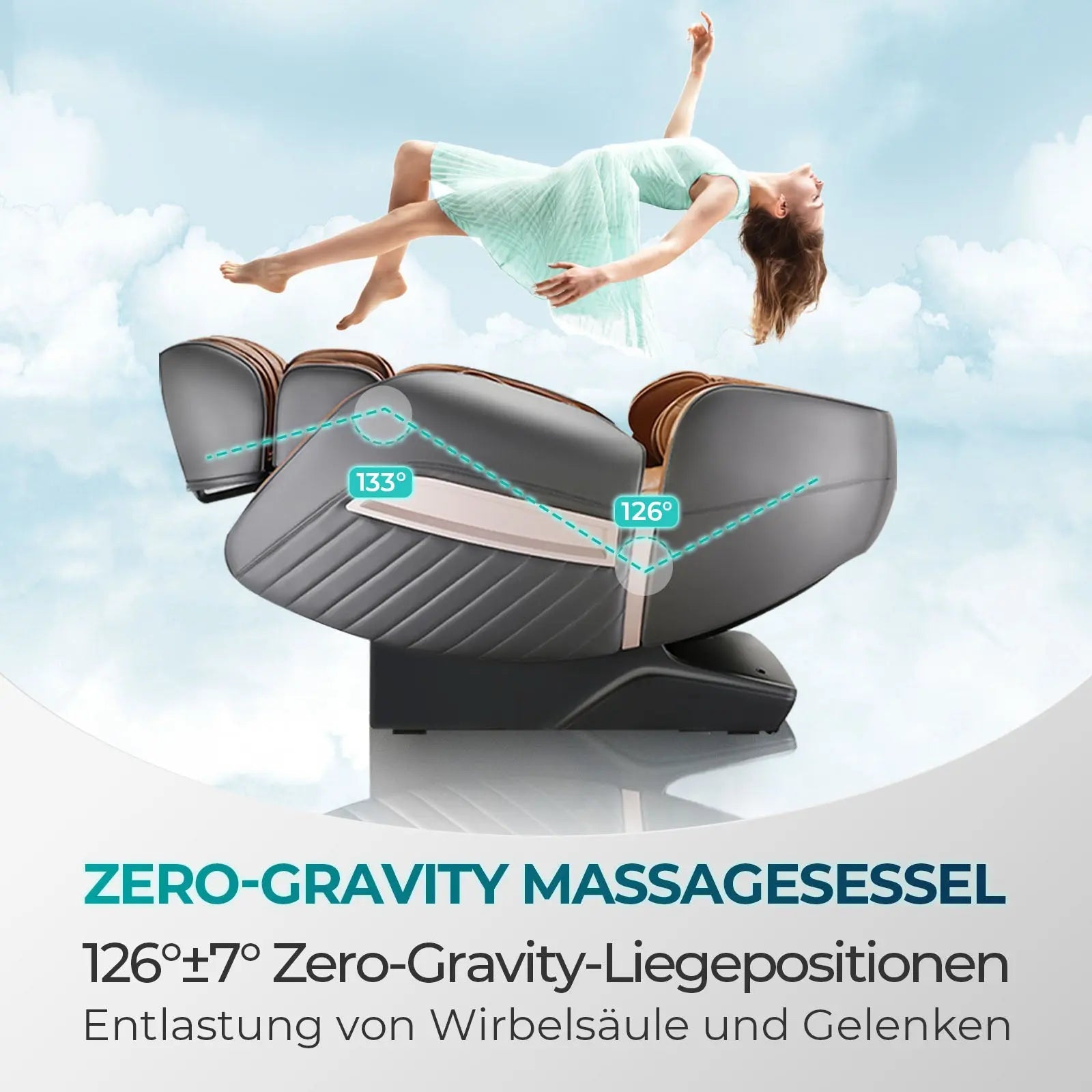 NAIPO® Premium Aspria Massagesessel, Tai Chi Massagestuhl für Ganzkörpermassage mit Wärmetherapie, Meister für Nacken- und Schultermassage, für Zuhause, Hotels, Salons, Büros verwenden (Grau)
