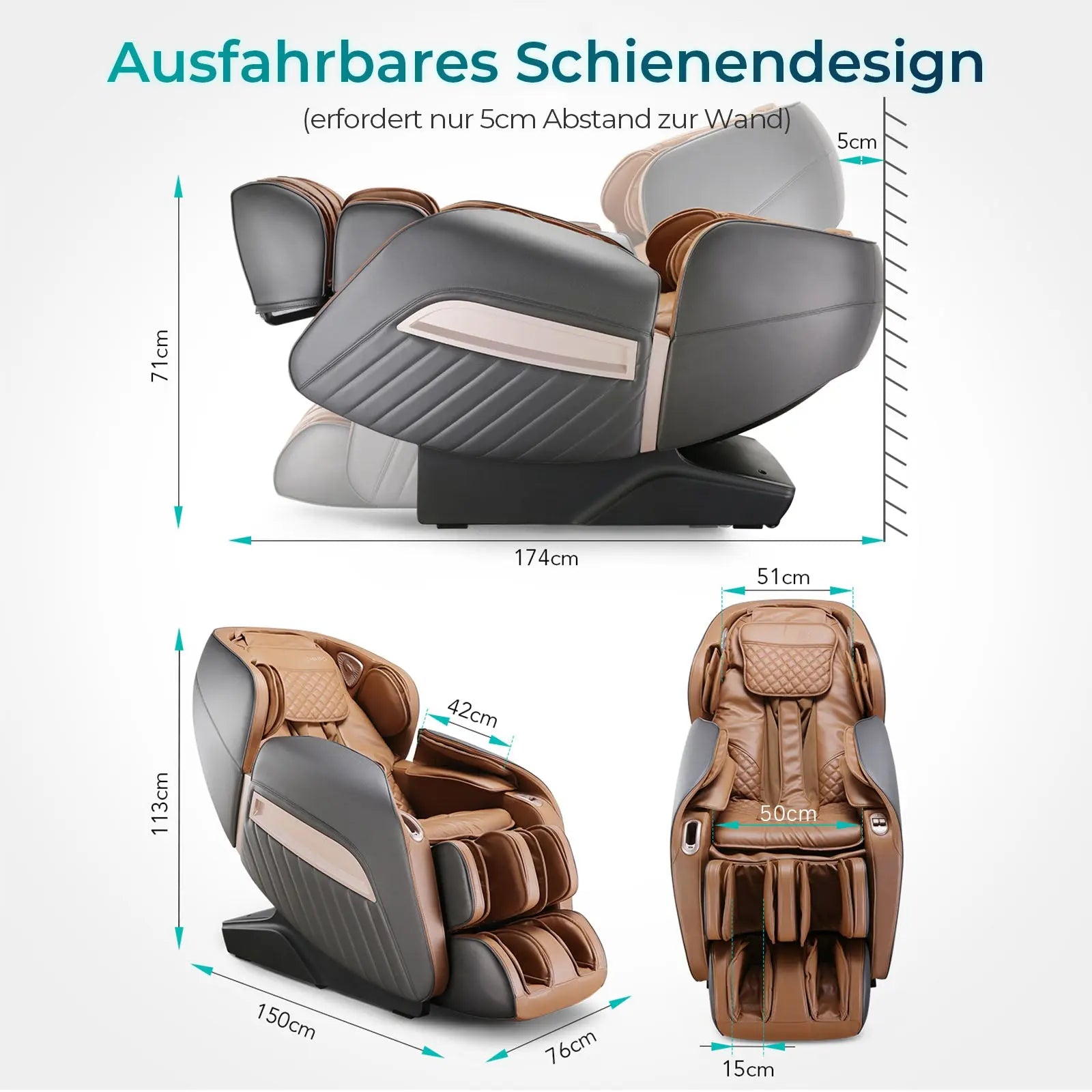 NAIPO® Premium Aspria Massagesessel, Tai Chi Massagestuhl für Ganzkörpermassage mit Wärmetherapie, Meister für Nacken- und Schultermassage, für Zuhause, Hotels, Salons, Büros verwenden (Grau)