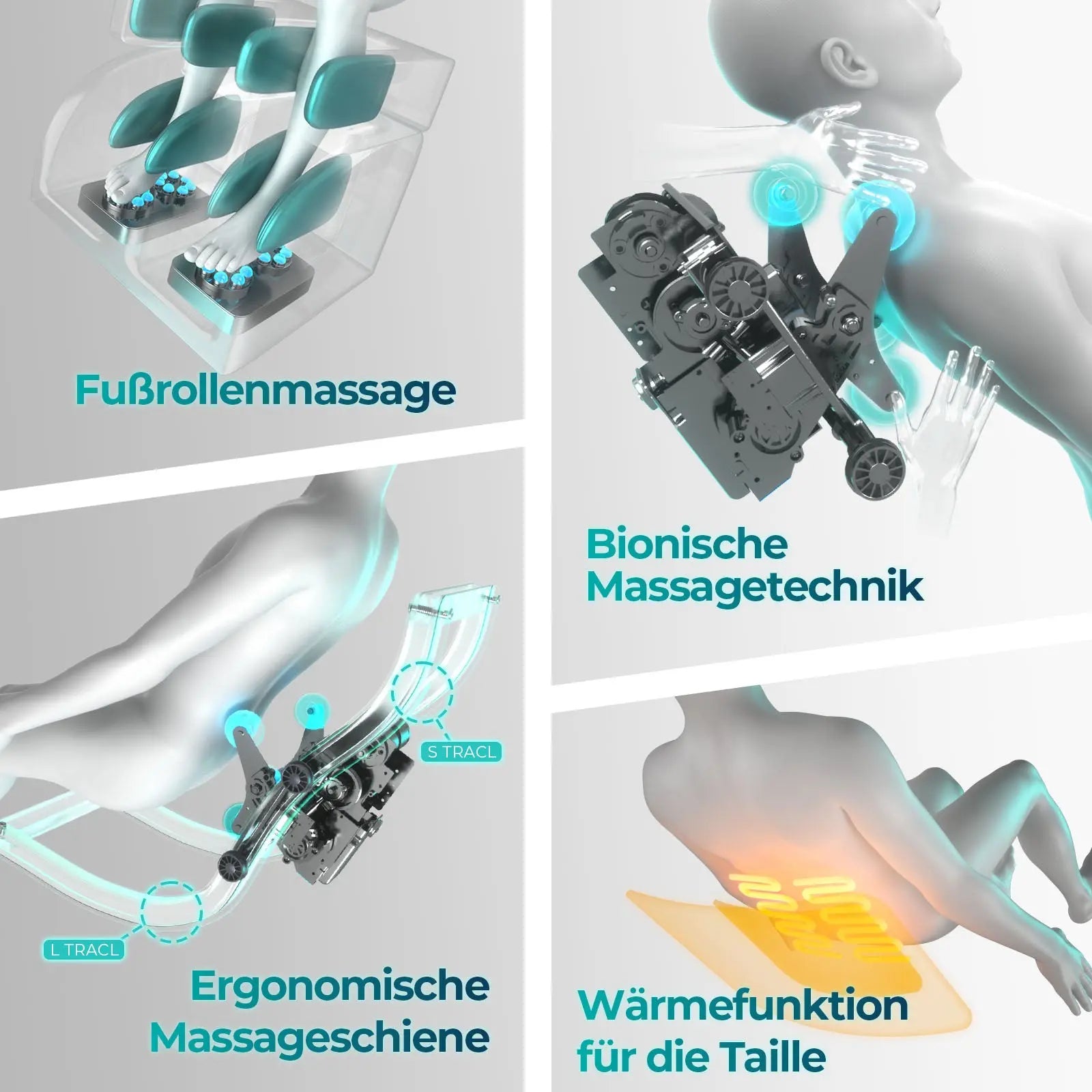 NAIPO® Premium Massagesessel mit Wärmefunktion, Zero Gravity Liegefunktion, Shiatsu, 3D Surround-Sound, Ganzkörpermassage, Körperscan, Ambient Light