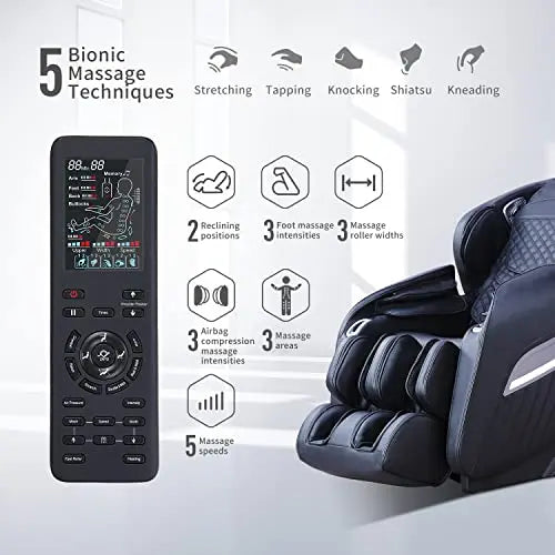 Aspria Massagesessel Shiatsu Zero-Gravity Liegesessel für Ganzkörpermassage, elektrischer Massagestuhl mit Wärmefunktion, bionischen Massagetechniken, USB, Bluetooth, Relaxsessel Für Zuhause und Büro