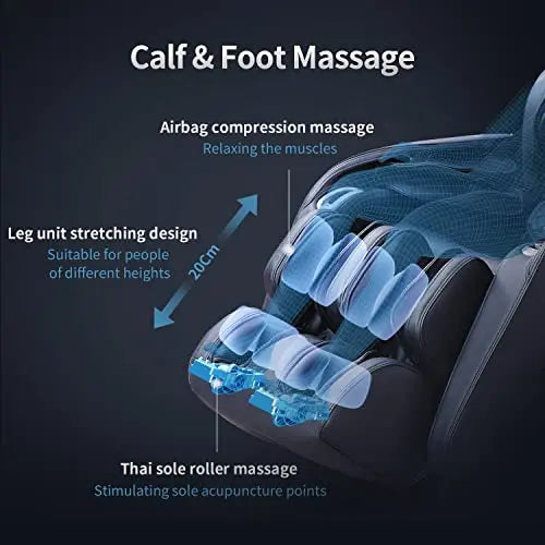 Aspria Massagesessel Shiatsu Zero-Gravity Liegesessel für Ganzkörpermassage, elektrischer Massagestuhl mit Wärmefunktion, bionischen Massagetechniken, USB, Bluetooth, Relaxsessel Für Zuhause und Büro