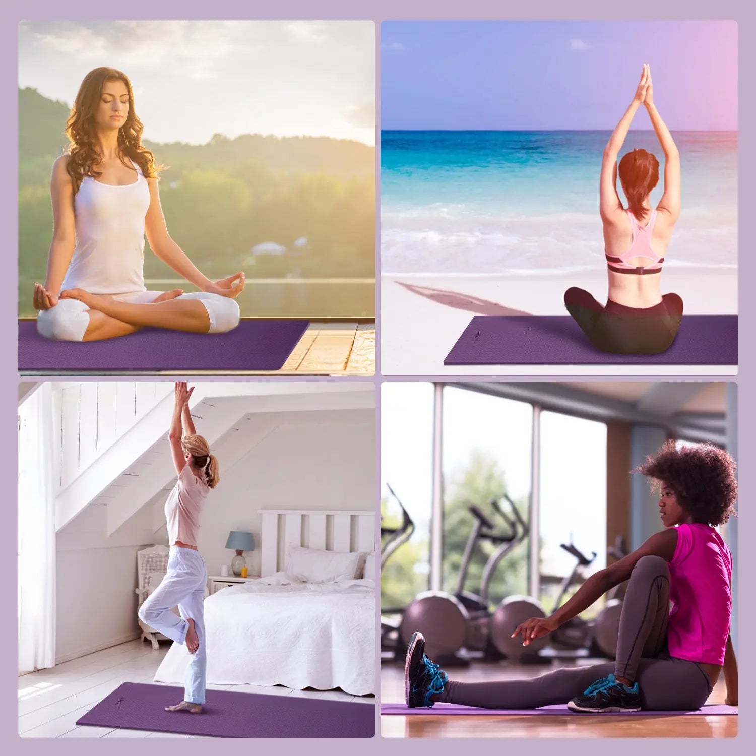 INTEY Yogamatte Gymnastikmatte rutschfest TPE rutschfest Übungsmatte Sportmatte Fitnessmatte für Fitness & Gymnastik mit Tragegurt - Maße 180 x 60 x 0.7cm