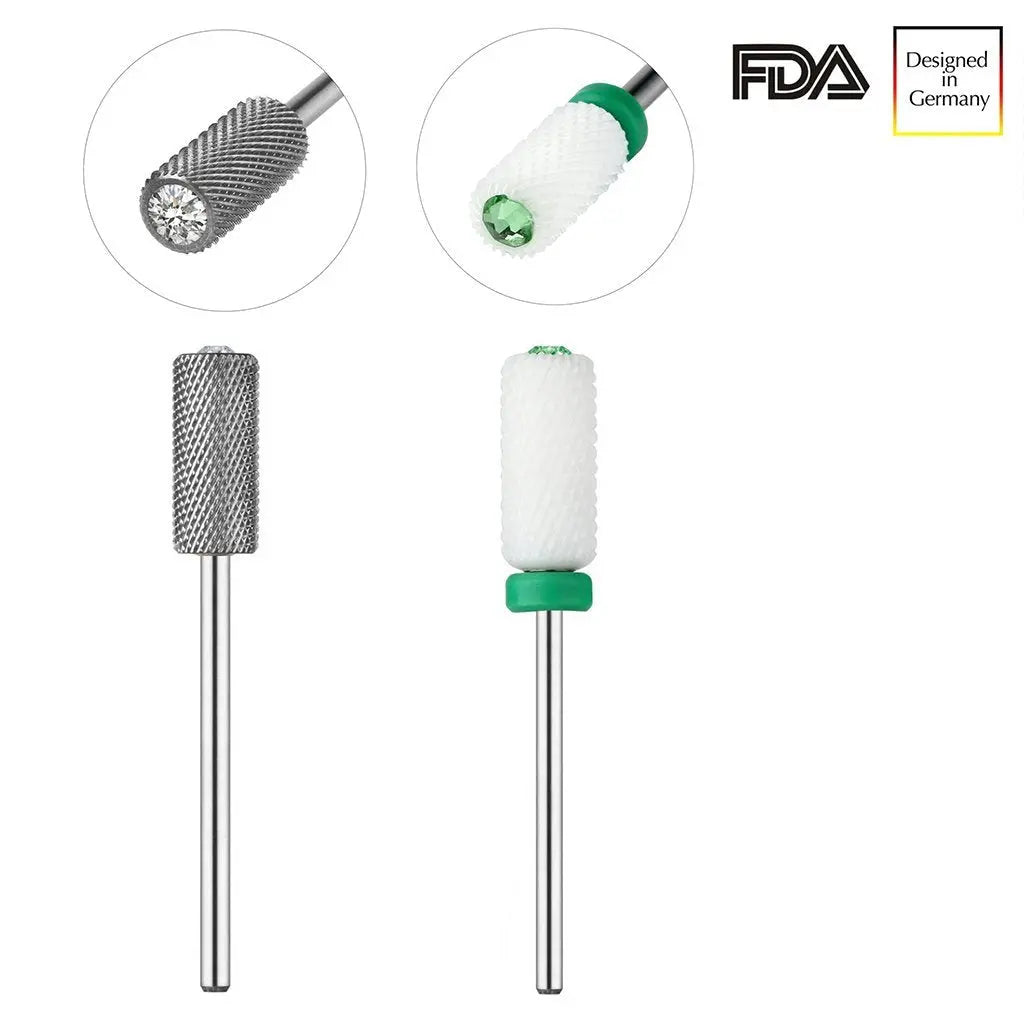 JCM Beauty Premium Fräseraufsätze, grob, Set - Bits aus Keramik & Hartmetall - Fräser Bits für Gelnägel und Acrylnägel - zylinder