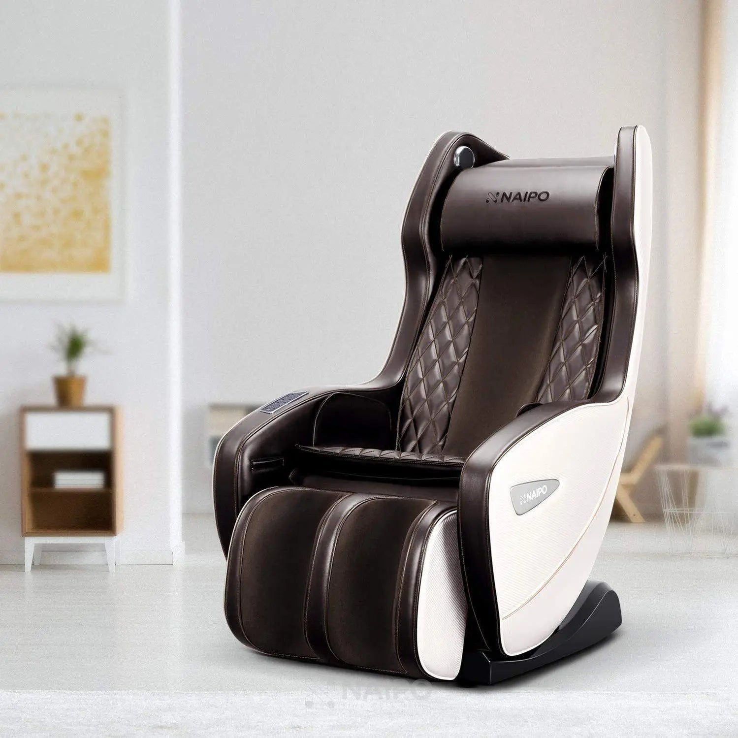 NAIPO Massagesessel mit Wärme | Design-Award | Bluetooth | Liegefunktion | Space-Saving | Creme-beige