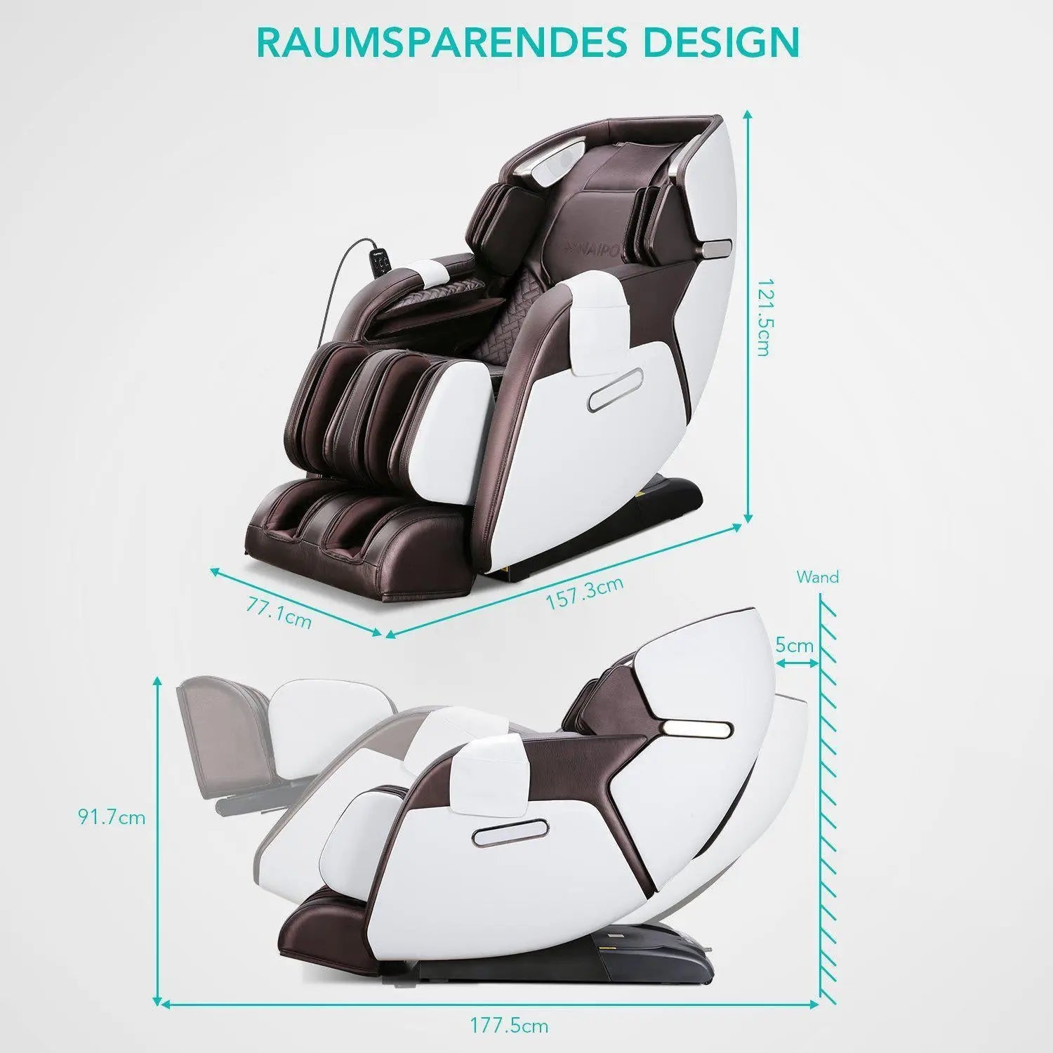 NAIPO Premium 3D Massagesessel, Wärmefunktion, Shiatsu, Zero Gravity, Bluetooth Surround Sound