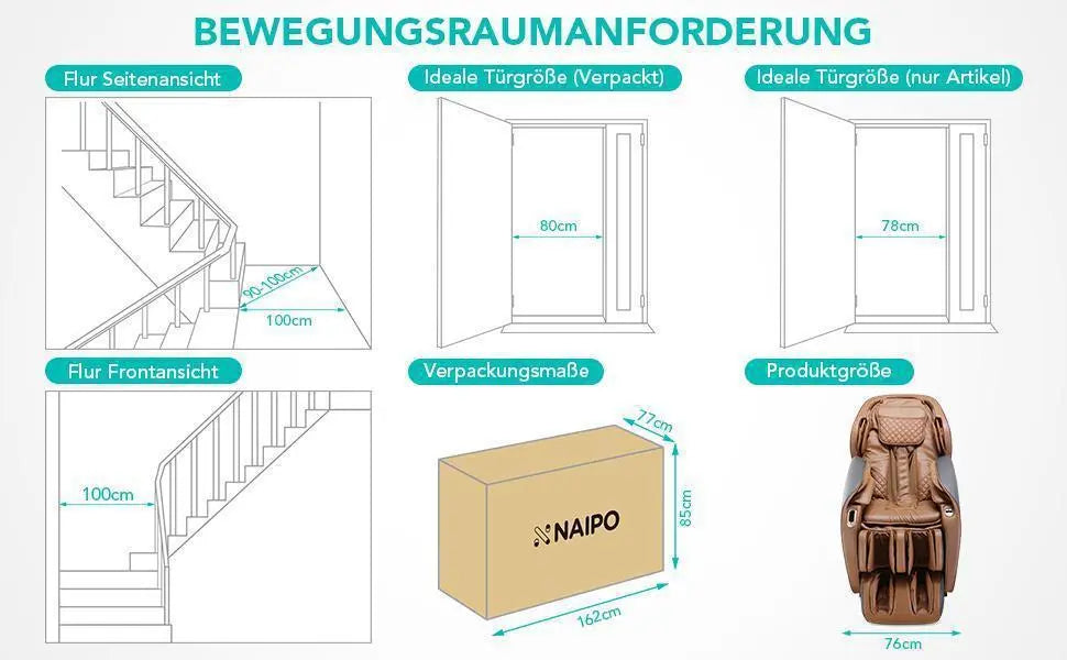 NAIPO Premium Massagesessel, Zero Gravity, 3D Surround-Sound, Vergleichssieger