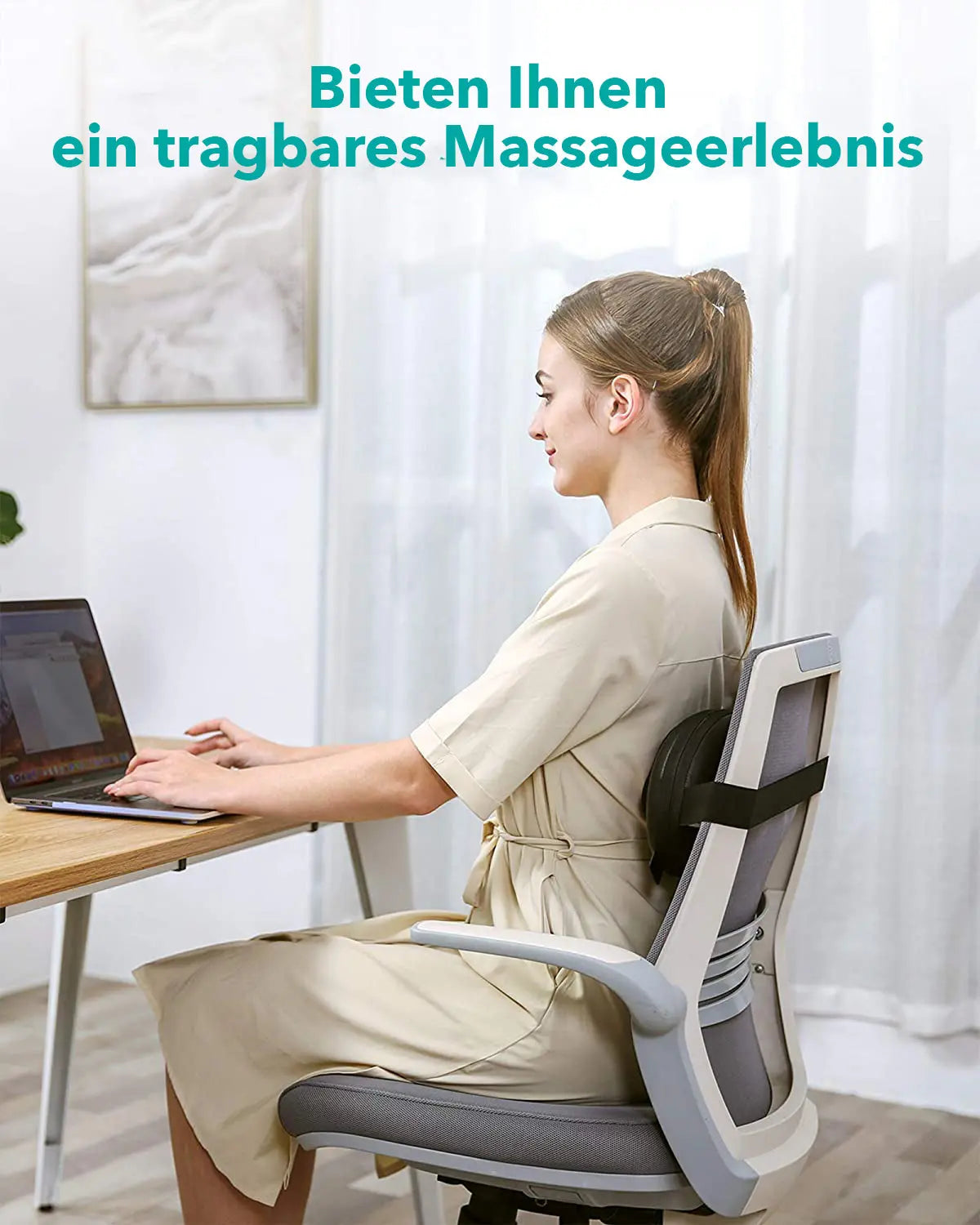 NAIPO Shiatsu Massagekissen Nacken Massagegerät mit Infrarot & Wärmefunktion, 4 3D-rotierenden Massageköpfen