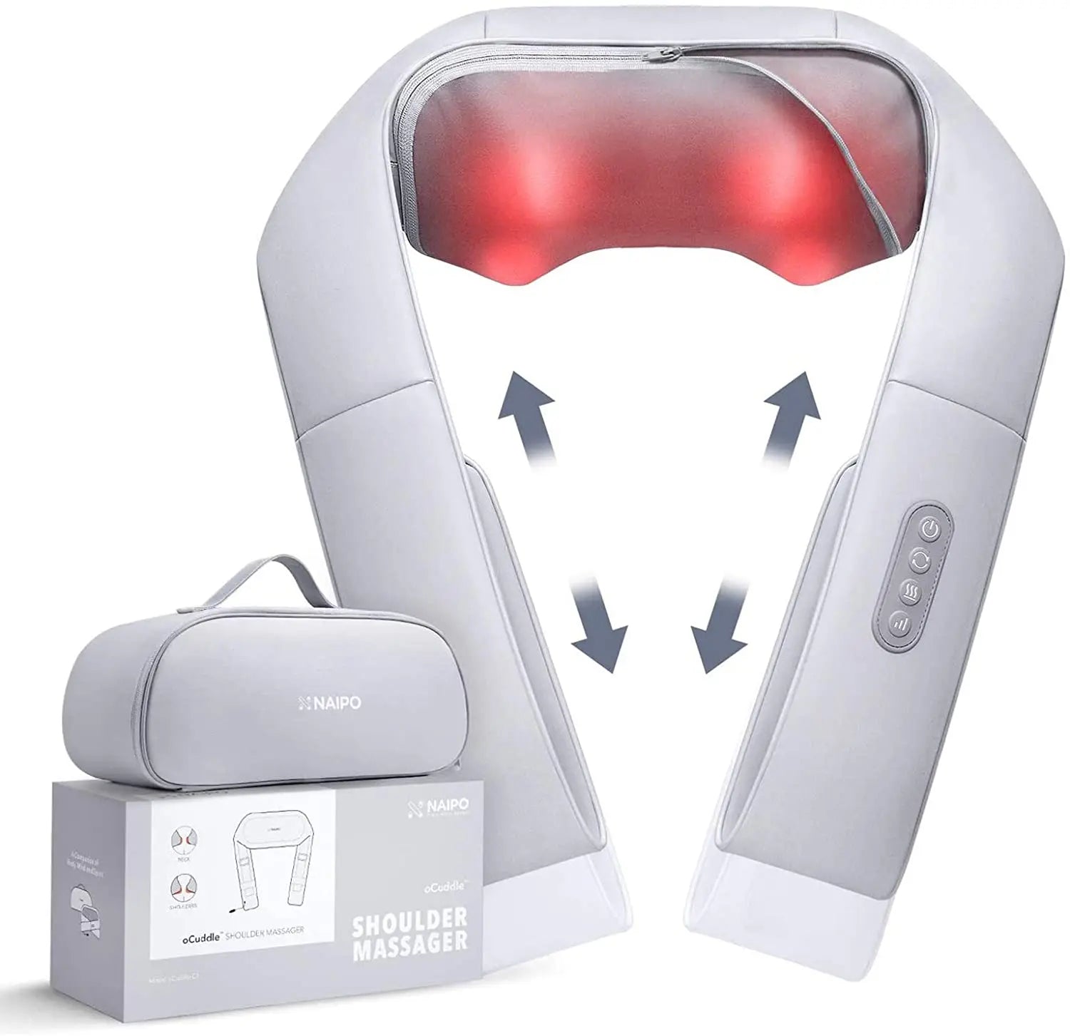 NAIPO oCuddle Massagegerät Shiatsu, Infrarot, inkl. Tragetasche, Nackenmassagegerät - Neustes Modell