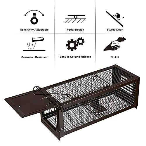 RatzFatz® 2x Lebendfalle Mausefalle, Rattenfalle, ● Sieger 2021 ● XXL, Profi, Garten & Haus, Tierfalle Set, ua Hasen & Hamster, Sensibilität einstellbar, Mehrfach, Lebend, Jagd, Käfig