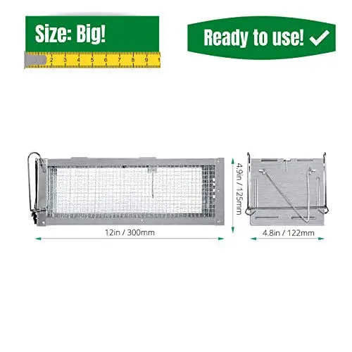 RatzFatz® XXL Lebendfalle Für Alle Kleintiere, Wiederverwendbar, Draußen & Drinnen, silber