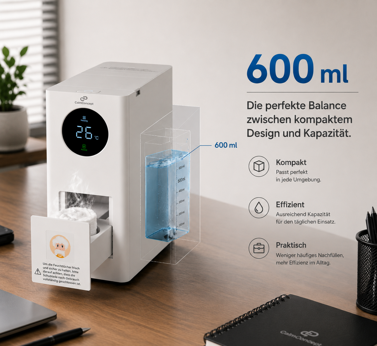 CalmConcept ThermOne Air W2 – Warm- & Kalttuchspender mit Akku