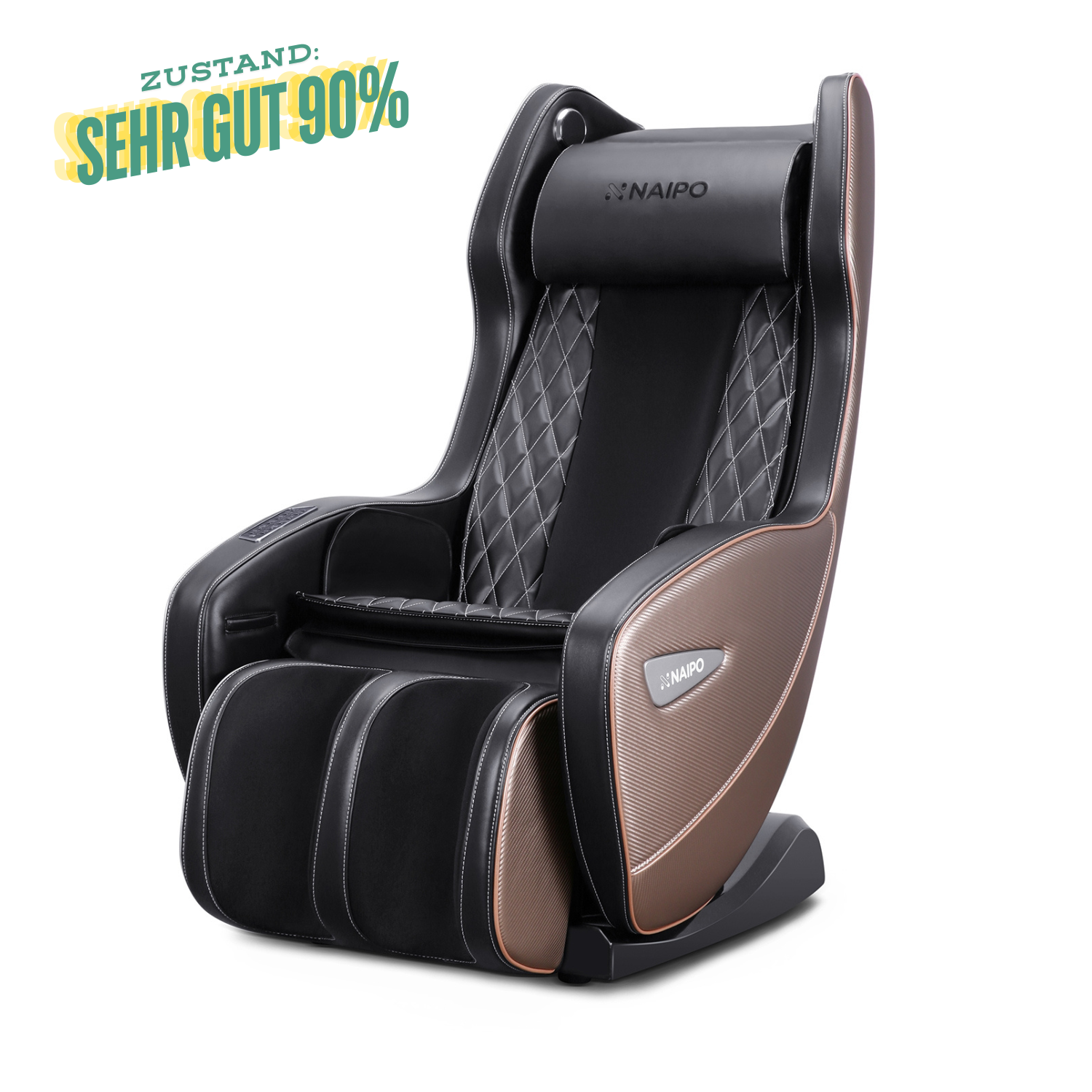 NAIPO Premium Massagesessel, Design-Award, Bluetooth, Liegefunktion, Space-Saving, Gebraucht/Generalüberholt