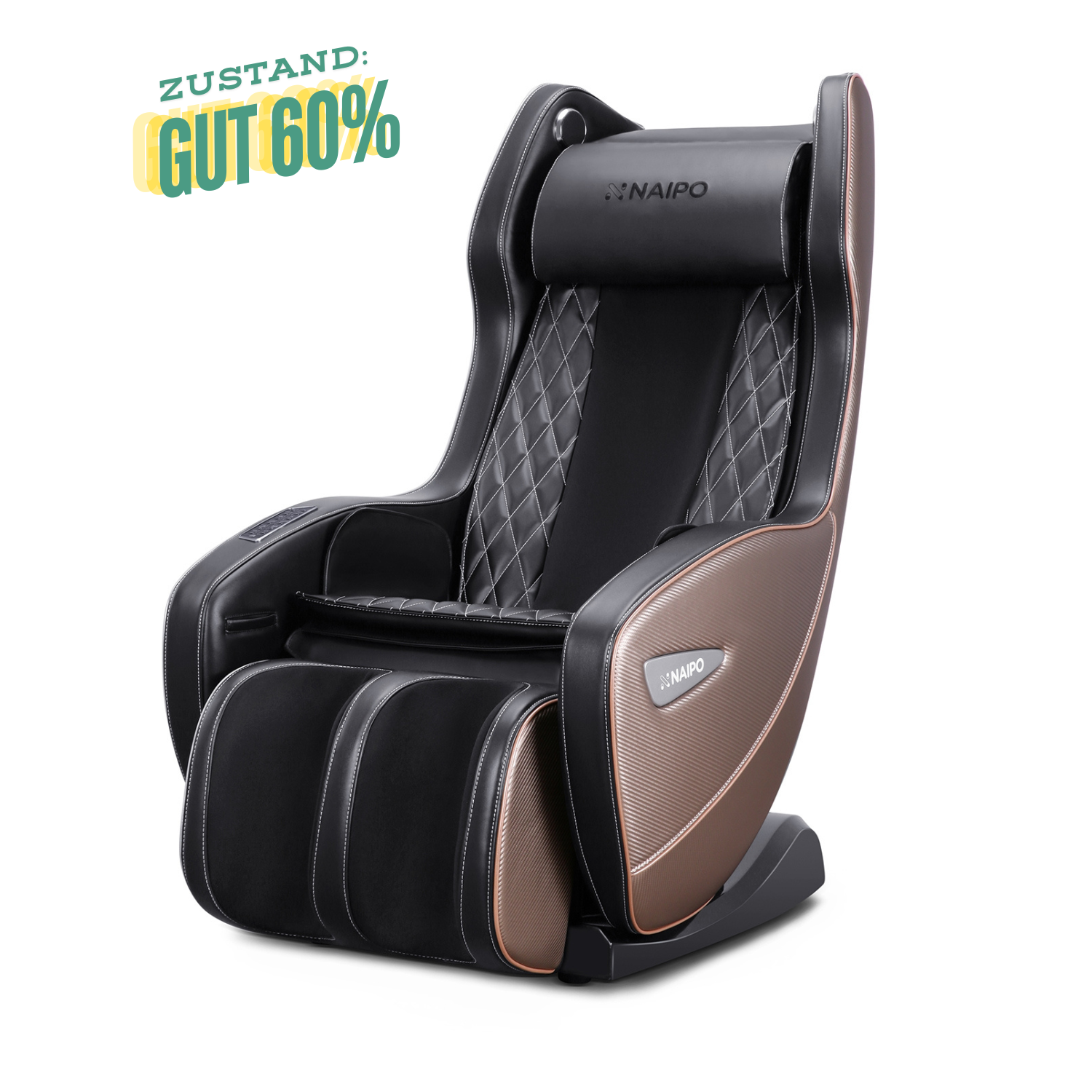 NAIPO Premium Massagesessel, Design-Award, Bluetooth, Liegefunktion, Space-Saving, Gebraucht/Generalüberholt