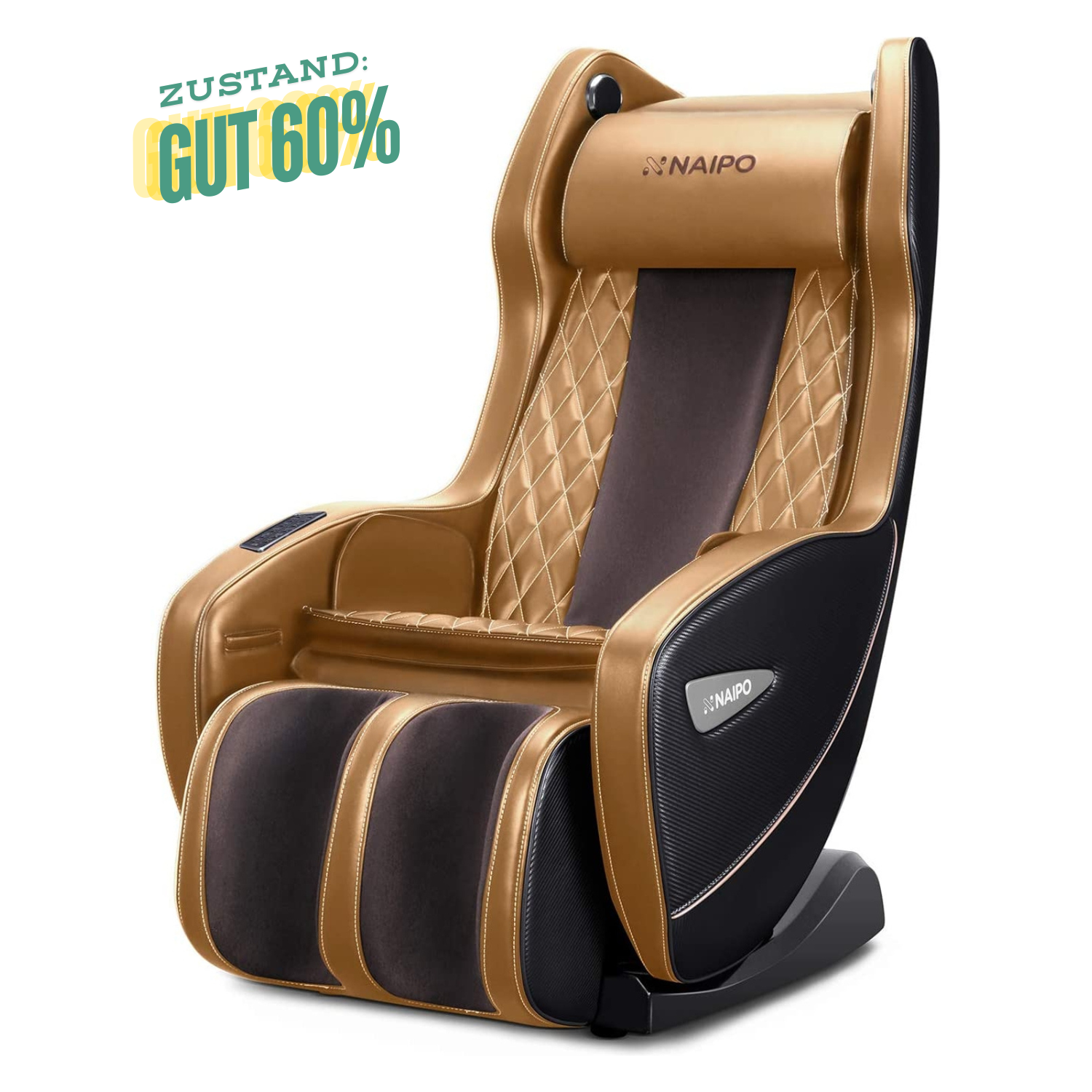 NAIPO Premium Massagesessel, Design-Award, Bluetooth, Liegefunktion, Space-Saving, Gebraucht/Generalüberholt