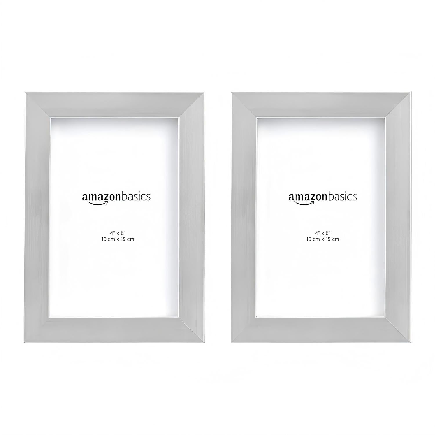 Friends Of NAIPO® Alsterwell Bilderrahmen 2er-Set – 10×15 cm Fotorahmen aus Nickel mit Aufsteller, für Tisch- & Wandmontage