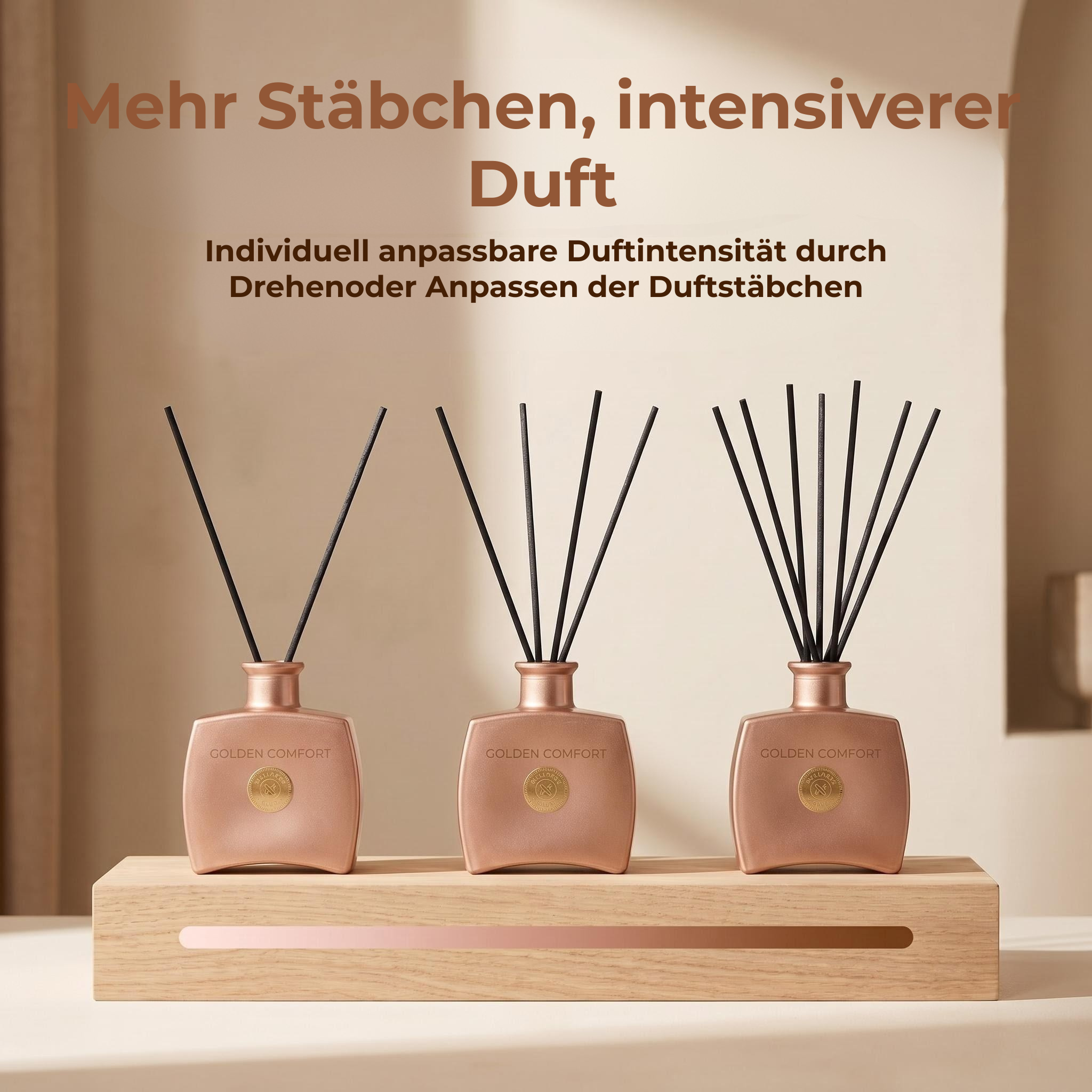 Coffret cadeau Wellness Club GOLDEN COMFORT Vanille – Diffuseur à bâtonnets 100 ml + Brume d'ambiance 200 ml – Huiles essentielles naturelles – Pour le salon, la chambre, la salle de bain et le bureau à domicile