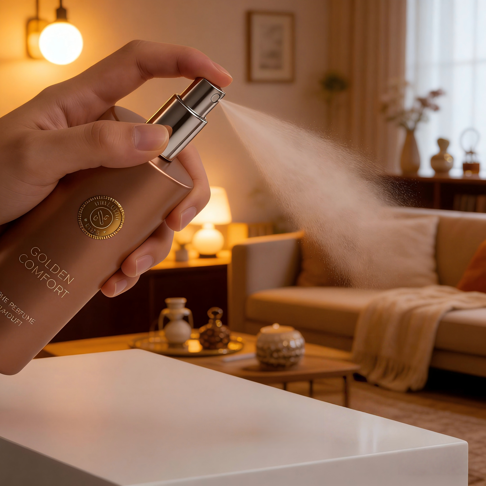 Coffret cadeau Wellness Club GOLDEN COMFORT Vanille – Diffuseur à bâtonnets 100 ml + Brume d'ambiance 200 ml – Huiles essentielles naturelles – Pour le salon, la chambre, la salle de bain et le bureau à domicile