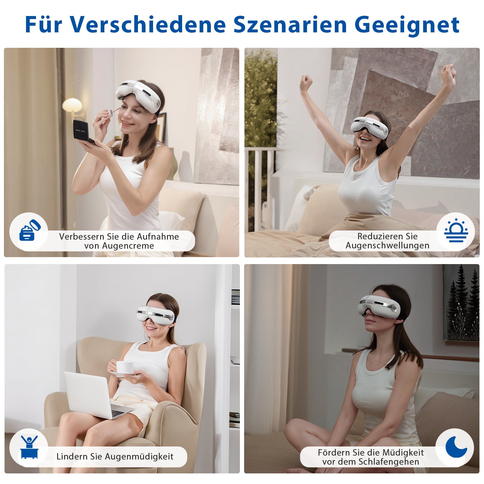 Aspria by NAIPO Augenmassagegerät - mit Wärme, dualer Heiß- und Kaltfunktion, Wiederaufladbar, Kompression Vibration, Massagesessel Erweiterung oder Standalone