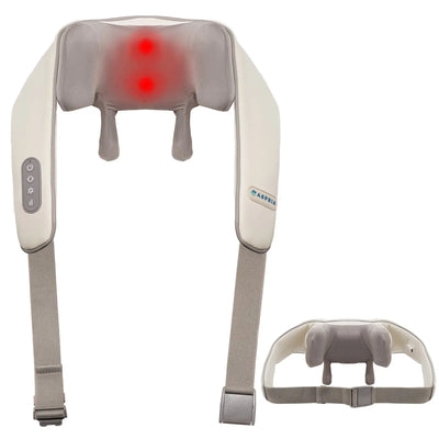 ASPRIA by NAIPO Masseur de cou Shiatsu 5D avec masseur d'épaule portable rechargeable à la chaleur pour massage du cou, des épaules, du dos, des jambes et de tout le corps, Beige