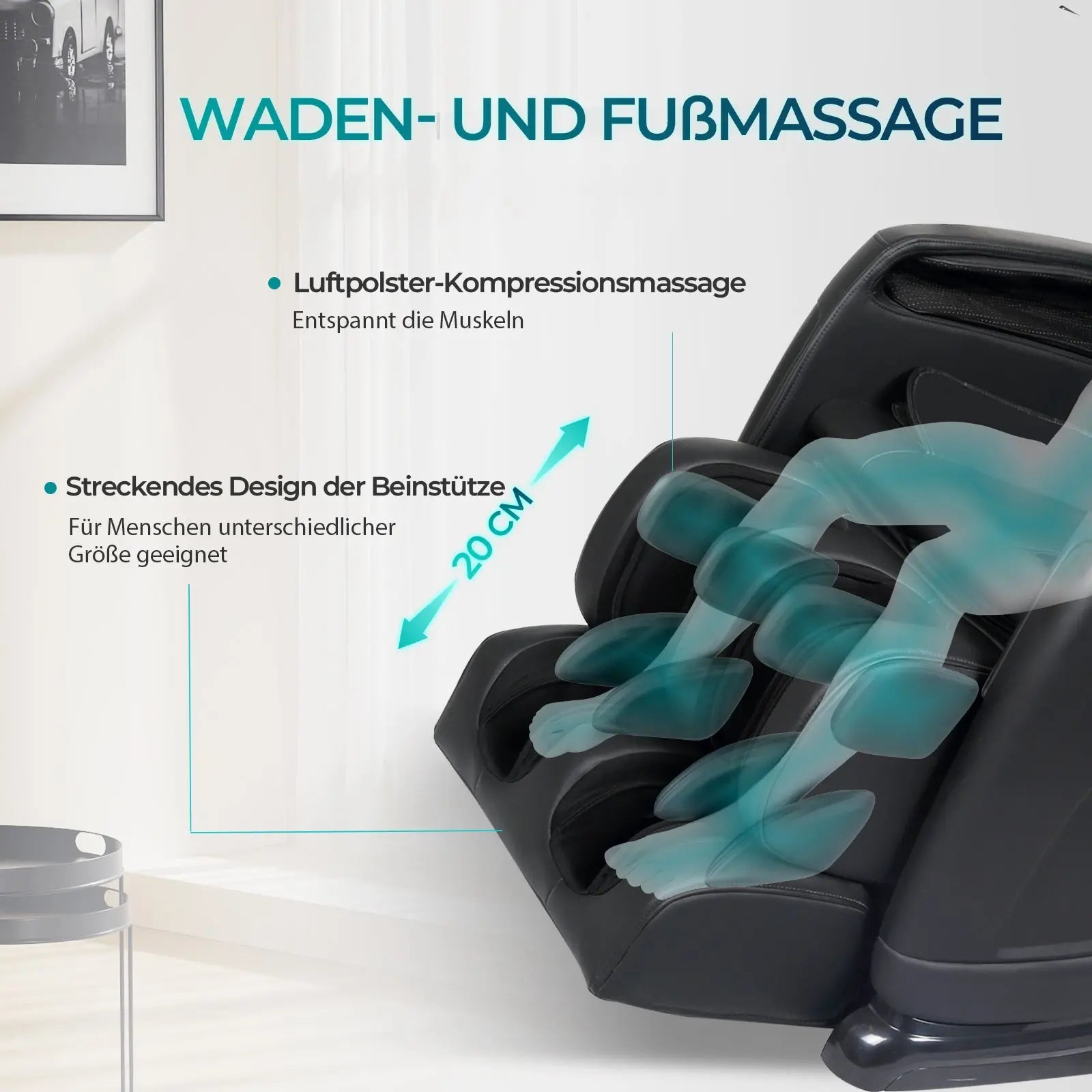 Aspria by NAIPO Massagesessel mit Liegefunktion "Classic-Comfort" Shiatsu mit Wärmefunktion, Zero-Gravity, Ganzkörpermassage