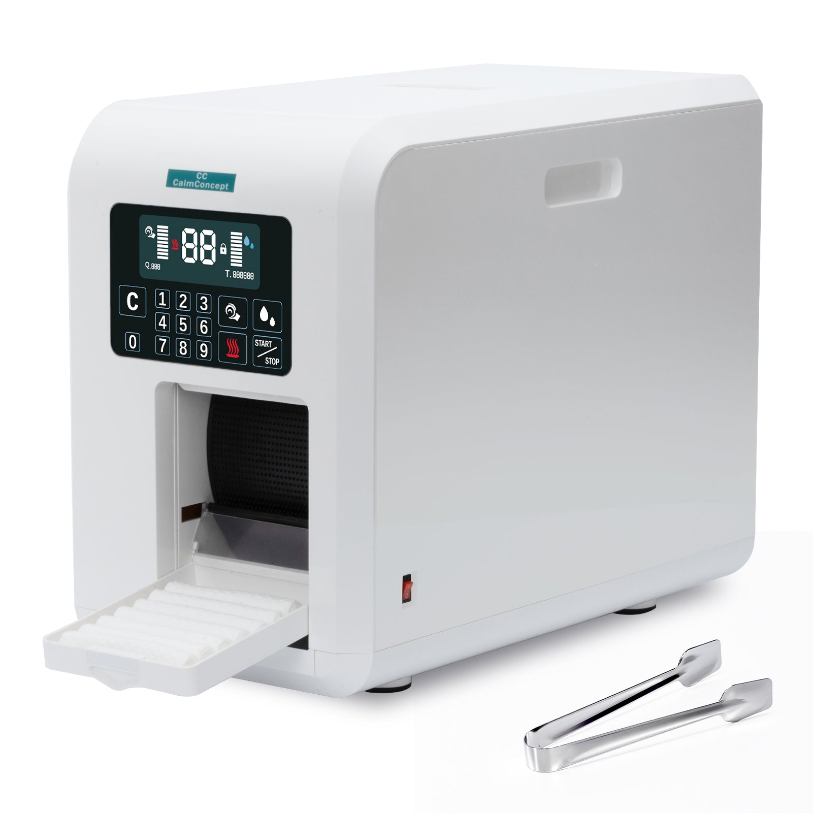 CalmConcept® Warmtuchspender mit Befeuchtung und Heizfunktion (bis zu 60 °C), LED-Display, schnelle 2s-Ausgabe, Hygienischer Einweg-Handtuchwärmer für Spa, Kosmetikstudio, Restaurant, Modell C