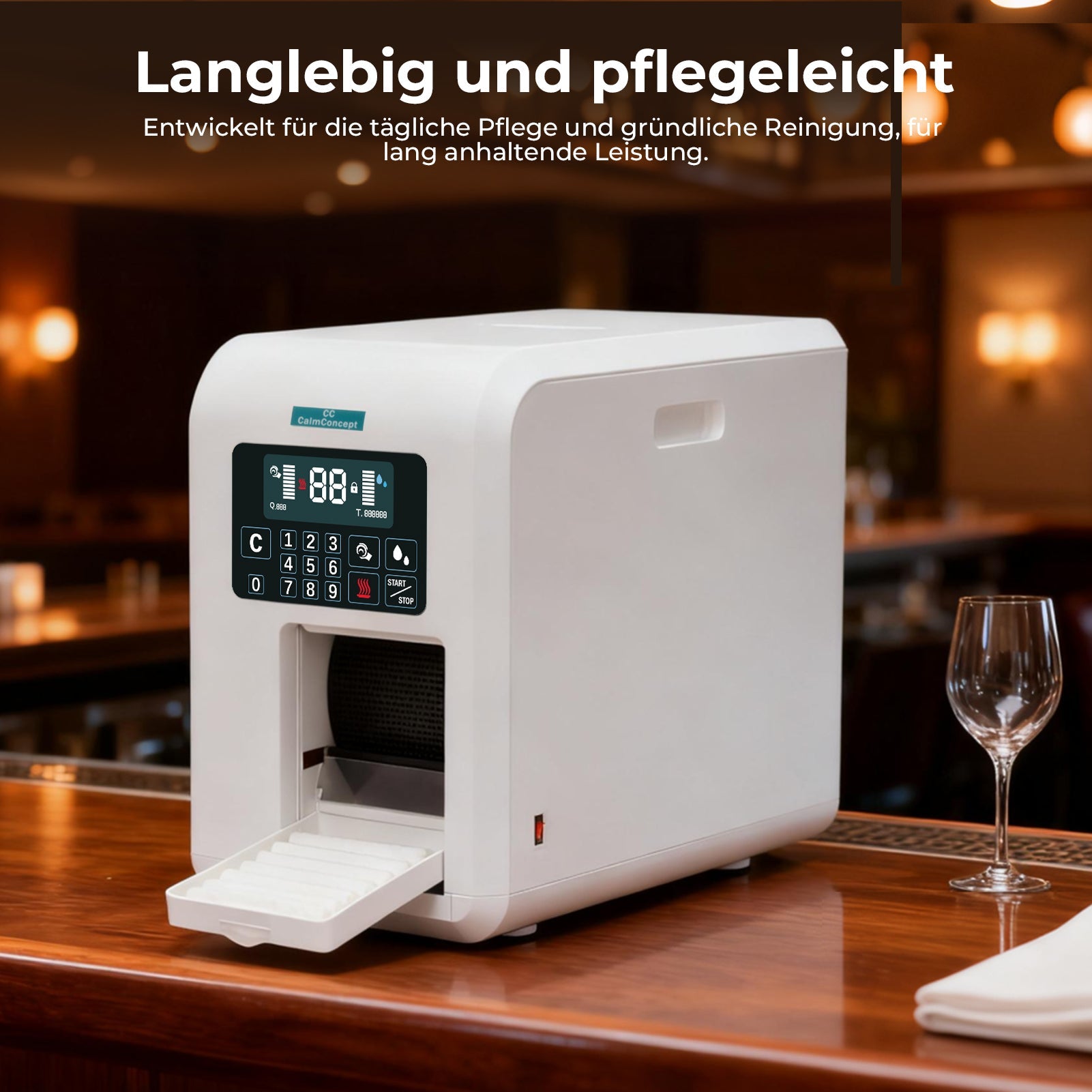 Dispensador de toallas calientes CalmConcept® con función de humidificación y calentamiento (hasta 60 °C), pantalla LED, dispensación rápida en 2 segundos, calentador de toallas desechable higiénico para spa, salón de belleza y restaurante, modelo C