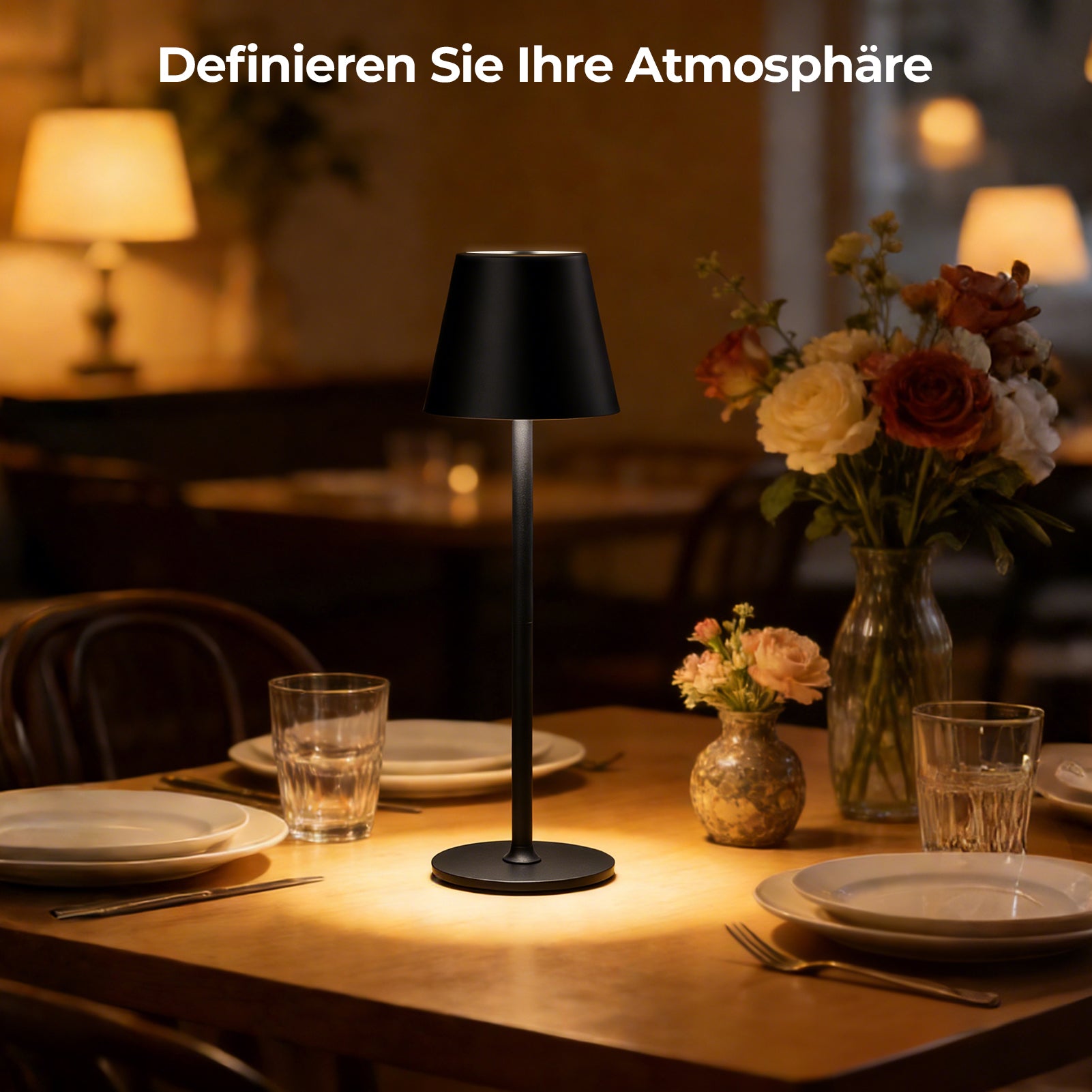 Lampe de table LED rechargeable – Intensité variable et commande tactile – 3 modes de température de couleur – Hauteur réglable – Idéale pour la chambre, le salon, le bureau et le restaurant