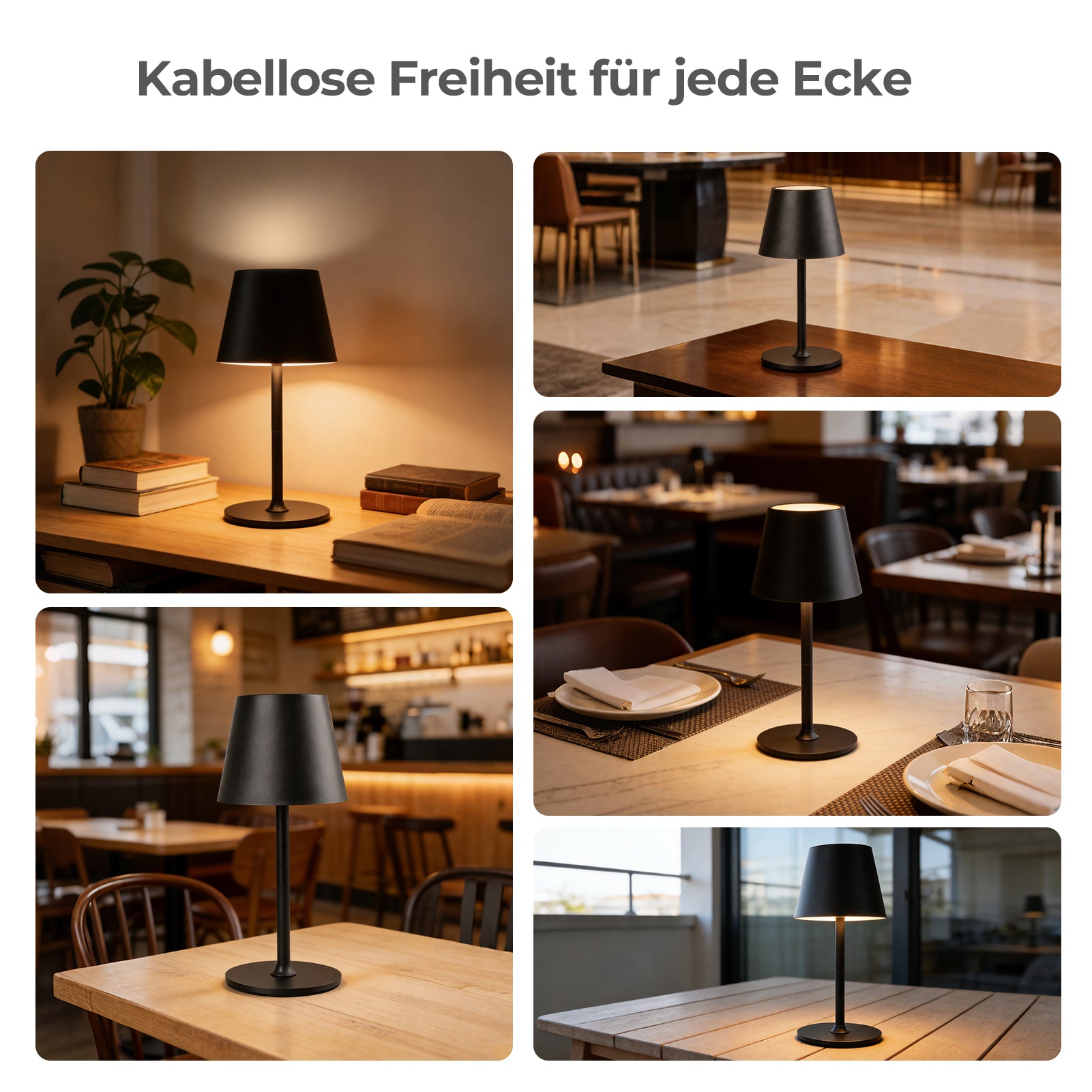 Lampe de table LED rechargeable – Intensité variable et commande tactile – 3 modes de température de couleur – Hauteur réglable – Idéale pour la chambre, le salon, le bureau et le restaurant