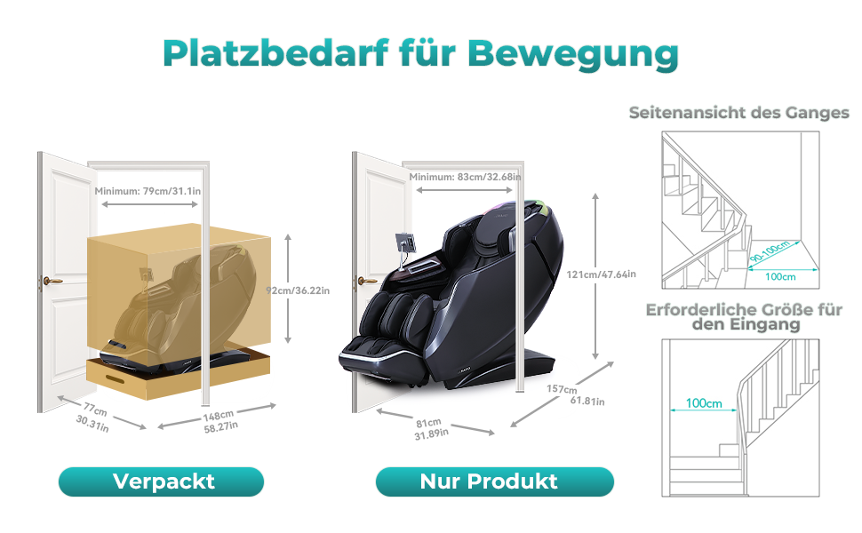 NAIPO 4D High-End Massagesessel S61 Grau, Aromatherapie, Wärmetherapie, Tablet-Steuerung