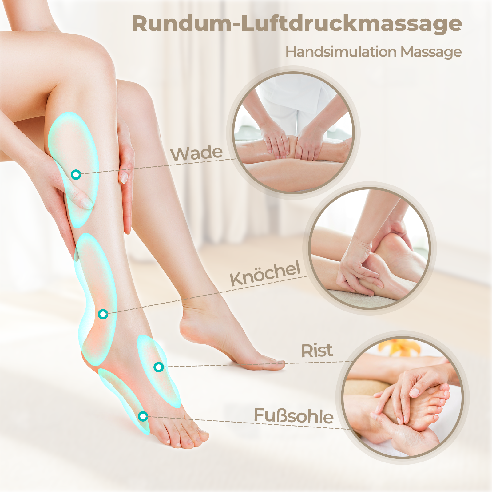 Aspria by Naipo Fußmassagegerät, 2-in-1-Waden-Fuß-Massagegerät mit Luftkompression, Vibration und Wärmetherapie, Bein-Fuß-Massage-Stiefel für geschwollene Beine, Ödeme, kabelloses Design