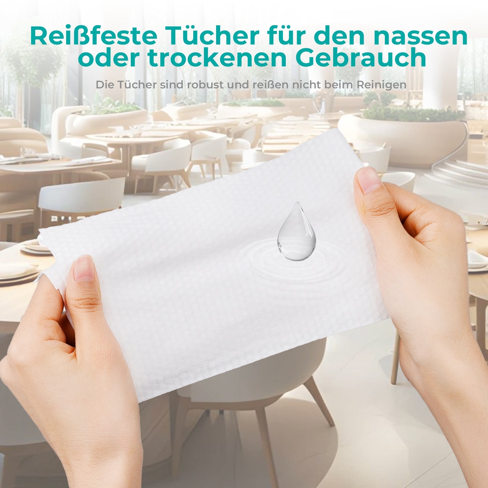 Jednorazowe ręczniki w rolce CalmConcept® 23 m, wykonane w 100% z naturalnych włókien roślinnych, o fakturze pereł 3D, miękkie, niepylące, biodegradowalne, do użytku na sucho i na mokro, do dozownika ręczników gorących model A