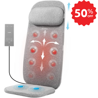 Housse de siège de massage Naipo avec massage par vibration et massage par chaleur 8 vibrations du moteur 4 modes de massage