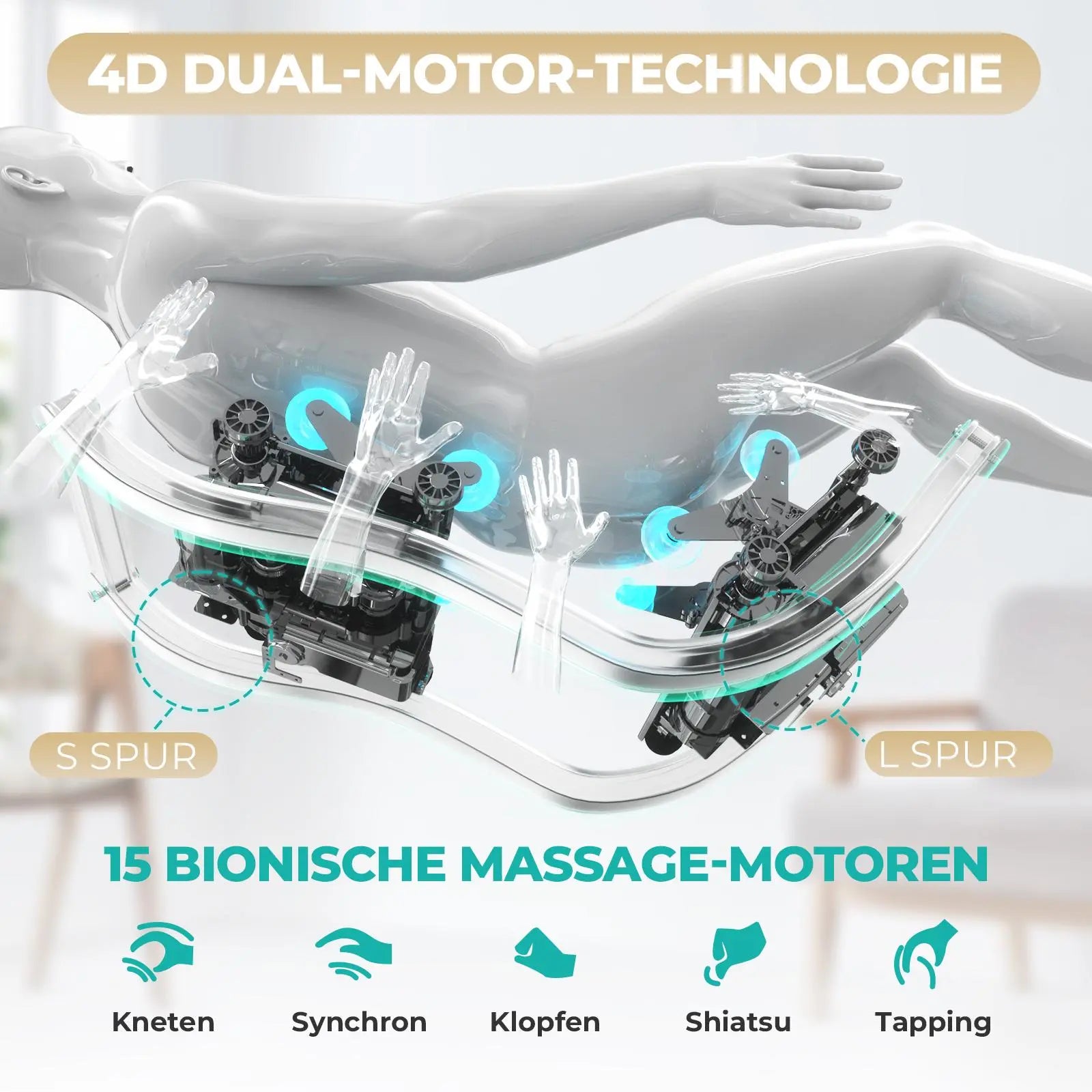 NAIPO 4D High-End Massagesessel, Raumkapsel-Design, integriertes Tablet, S80 Weiß