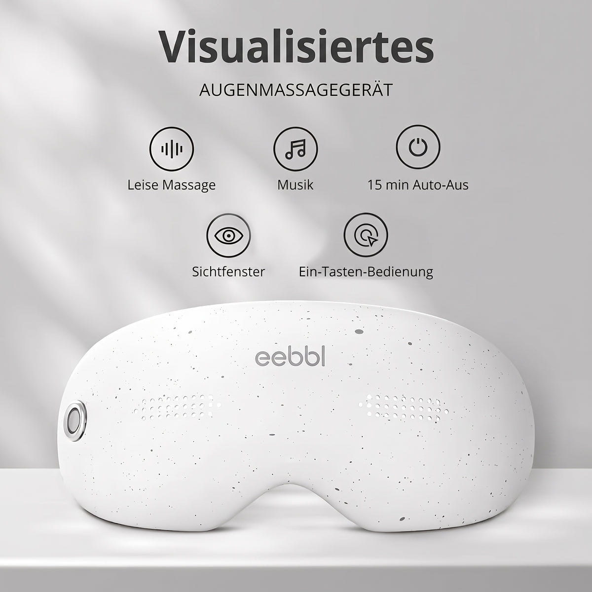 Augenmassagegerät mit Wärmefunktion & Sichtfenster - Shiatsu-Massage, 42 °C, Musiktherapie, lindert Augenermüdung für Büro/Gaming/Studium