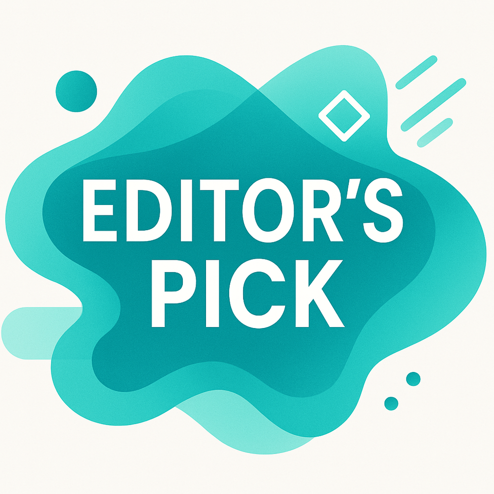 editors pick icon, turquise, abstract