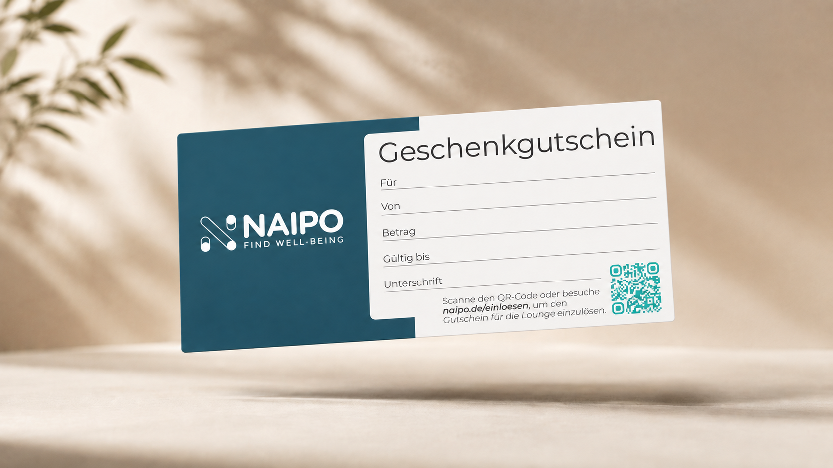 NAIPO Geschenkgutschein, physisch, limitiertes Design