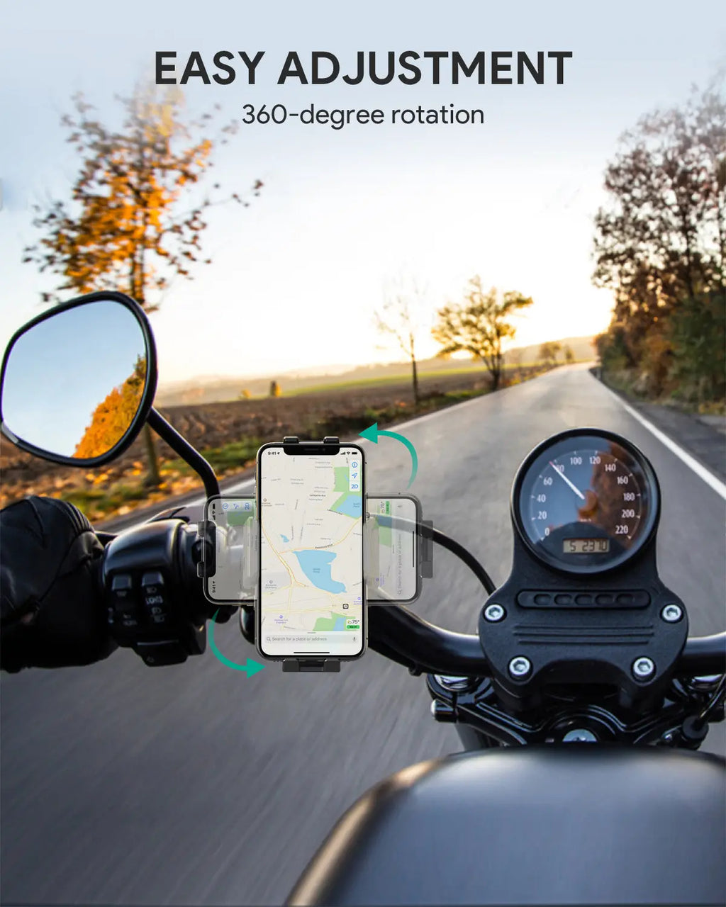Kaufe QOOVI Fahrrad-Handyhalterung Motorrad 360°-Ansicht Universeller  Fahrrad-Handyhalter für Zoll-Handyständer Stoßfeste Halterung GPS-Clip