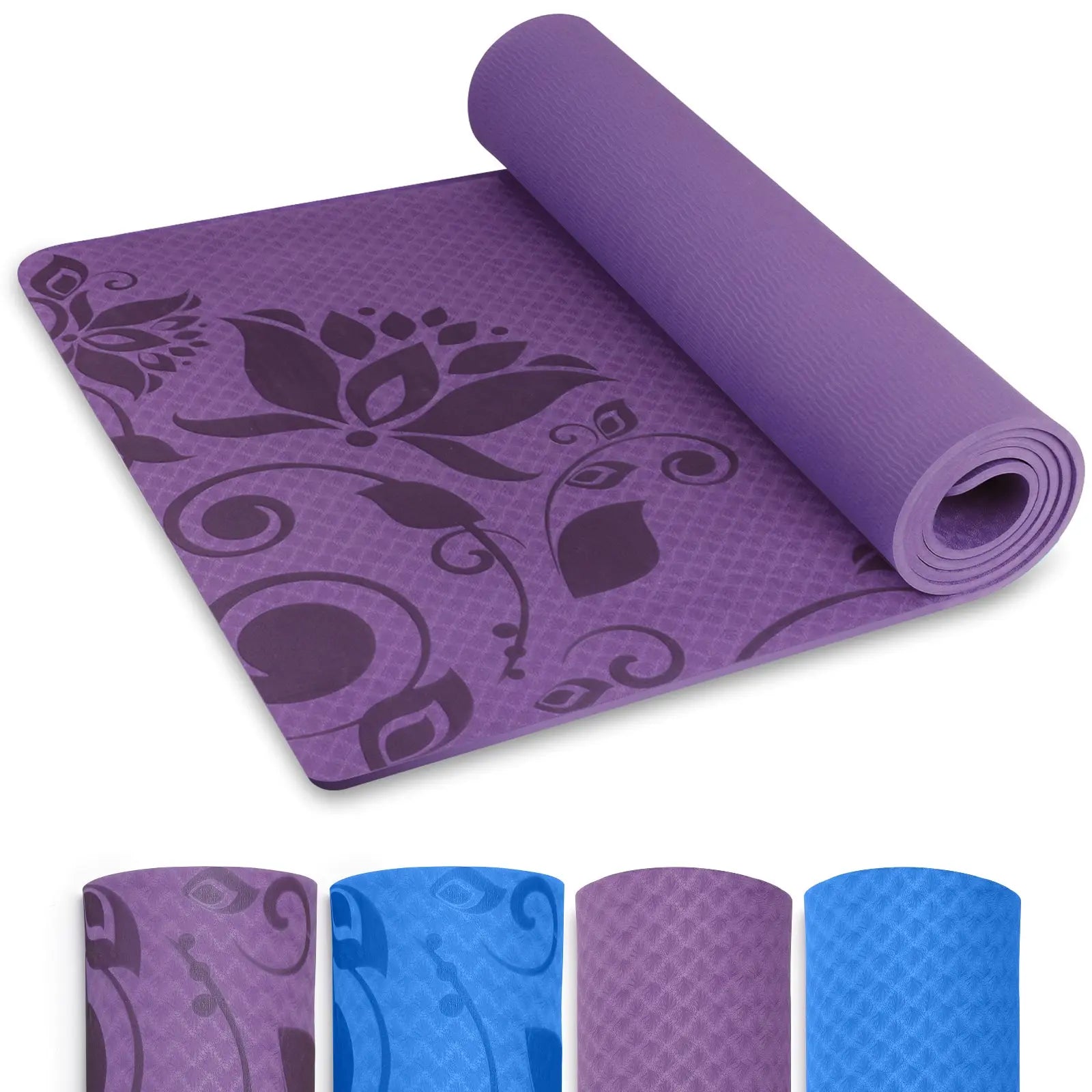 INTEY Yogamatte Gymnastikmatte rutschfest TPE rutschfest Übungsmatte Sportmatte Fitnessmatte für Fitness & Gymnastik mit Tragegurt - Maße 180 x 60 x 0.7cm