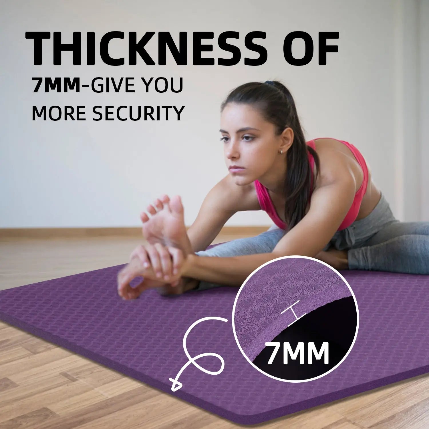 INTEY Yogamatte Gymnastikmatte rutschfest TPE rutschfest Übungsmatte Sportmatte Fitnessmatte für Fitness & Gymnastik mit Tragegurt - Maße 180 x 60 x 0.7cm