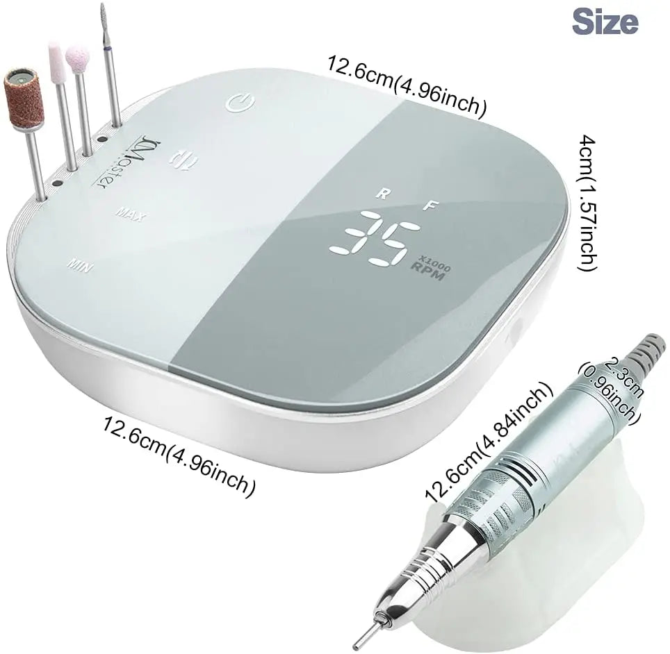 Coupe-ongles premium JCMaster TouchPro+ 35000 tr/min, fonction tactile, 4x embouts avec modèle 2022