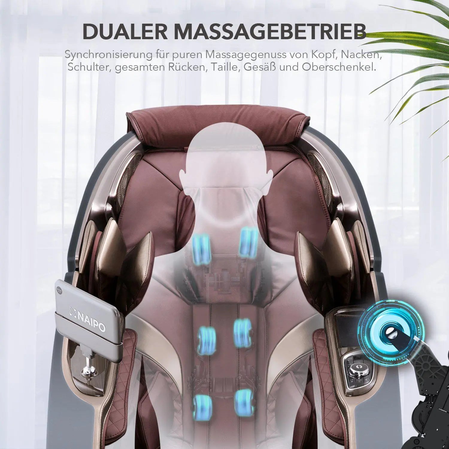 NAIPO 4D High-End Massagesessel S89, Raumkapsel-Design, Aromatherapie, Wärmetherapie, 8-Zoll-Tablet-Steuerung