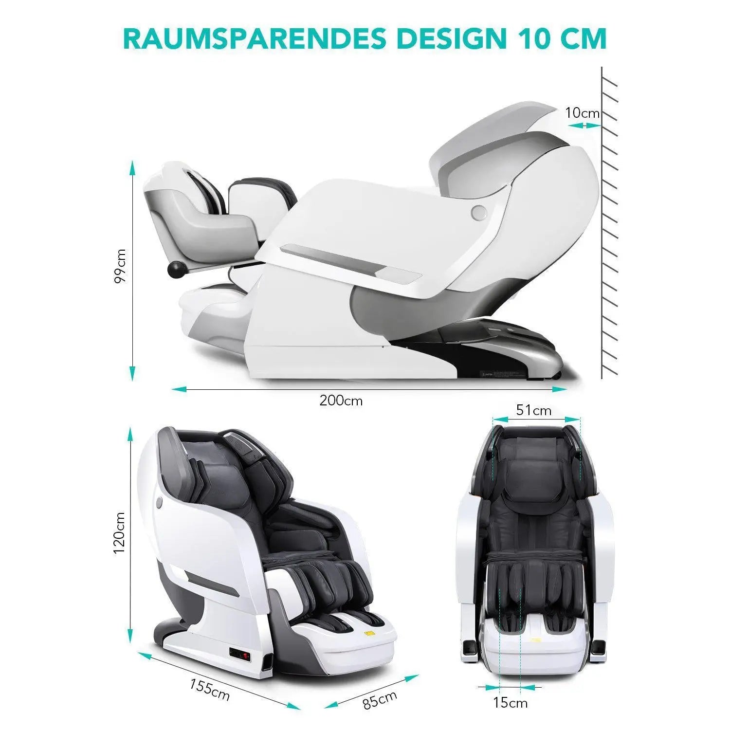 NAIPO 3D Massagesessel Shiatsu , Schwarz, MGC-8600