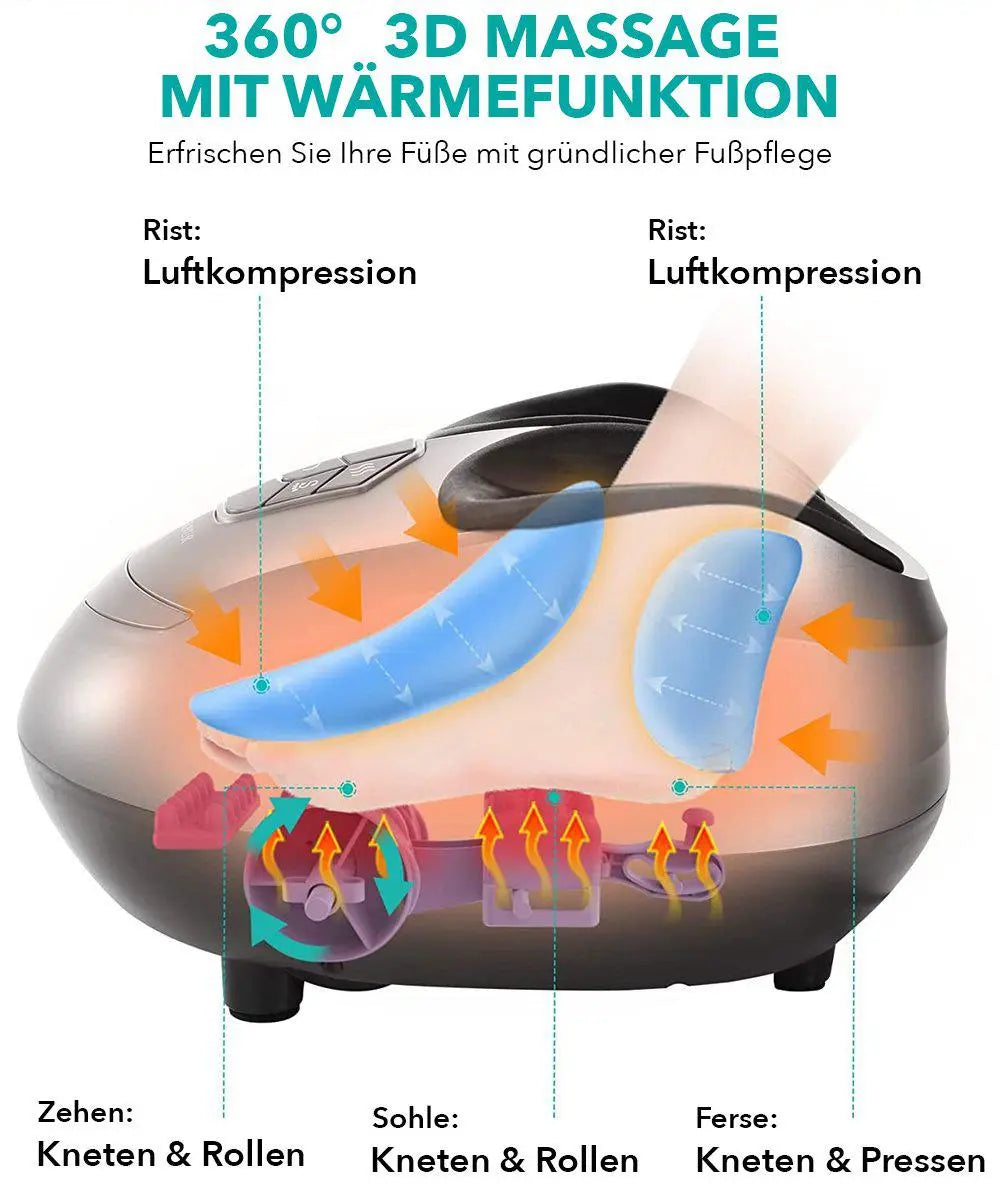 NAIPO Fußmassagegerät mit 3 Modi, Timer, Wärmefunktion