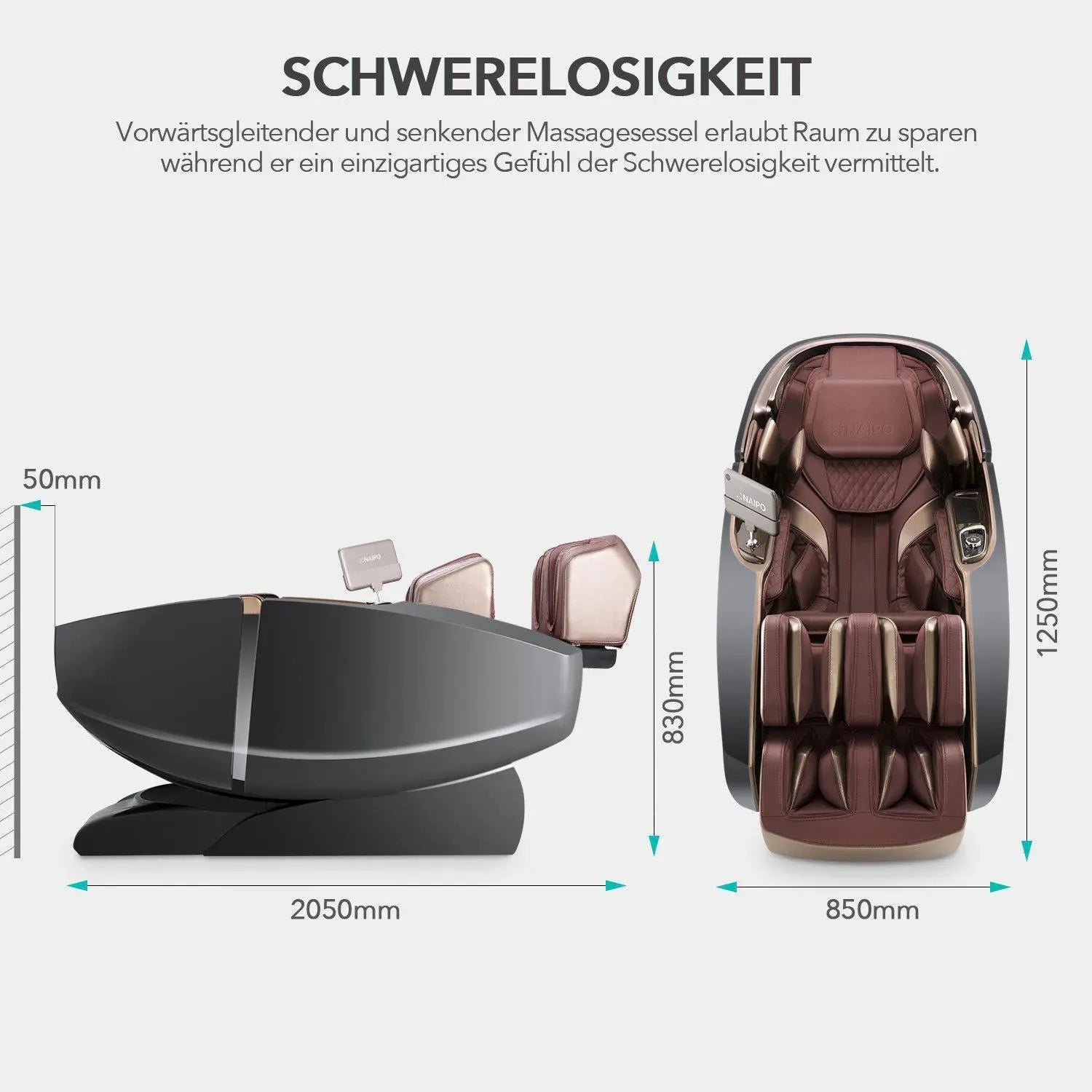 NAIPO High-End 3D Massagesessel, Integriertes Tablet, Design Award Gewinner