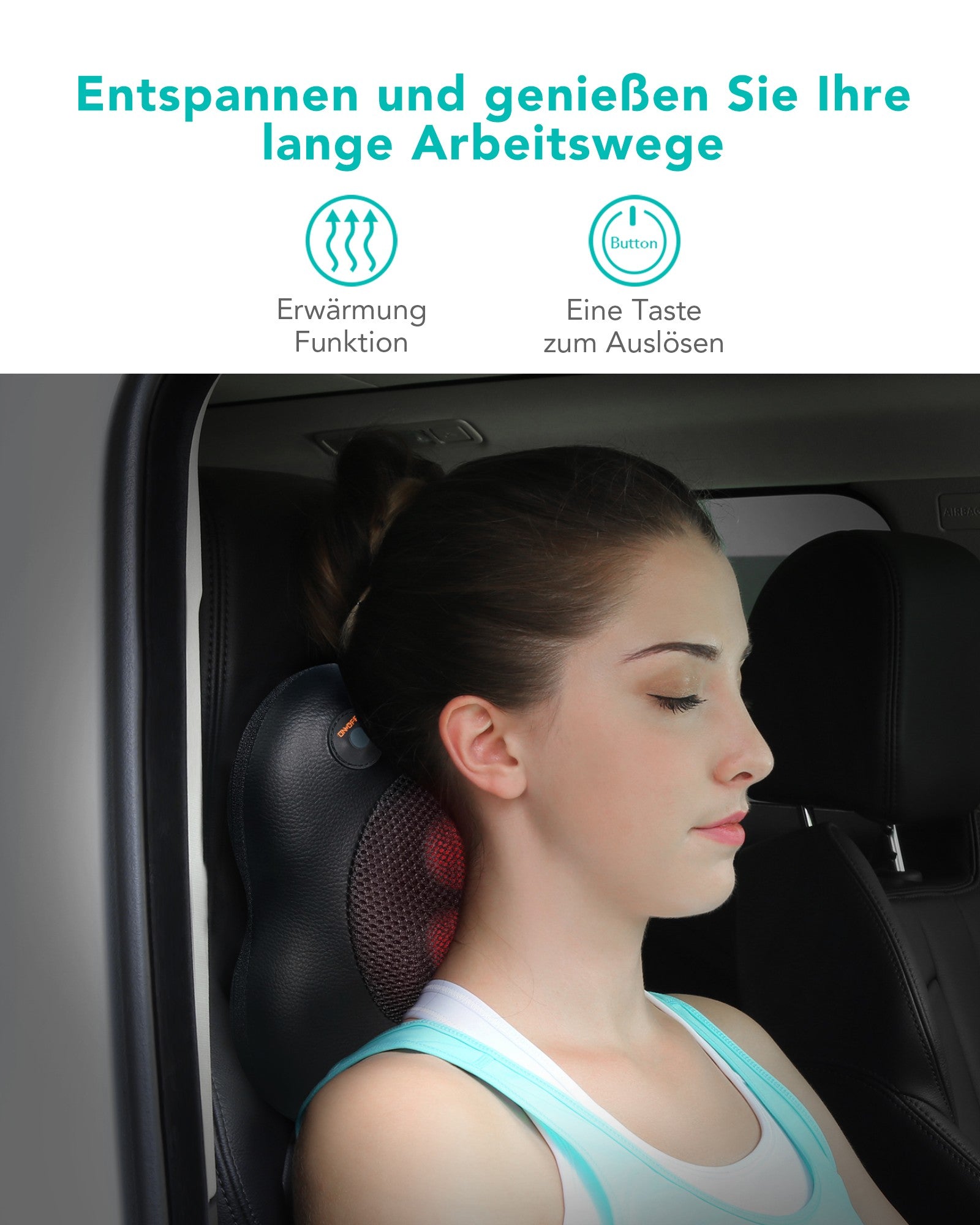 Naipo Shiatsu Massagekissen Nacken Massagegeräte Massage für Schulter Rücken mit 3D Massageköpfen und Infrarot Wärmefunktion im Auto Büro Zuhause