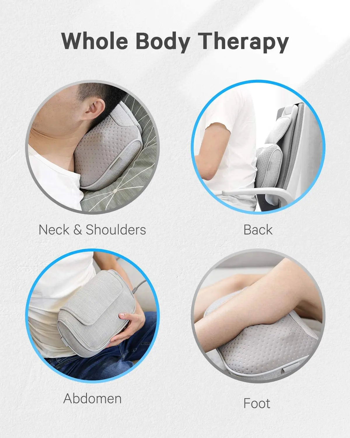 Naipo Shiatsu massagepude til nakke og ryg - æltemassage med varme, dybe Shiatsu stole massageapparater til lænd, skuldre, læg, krop